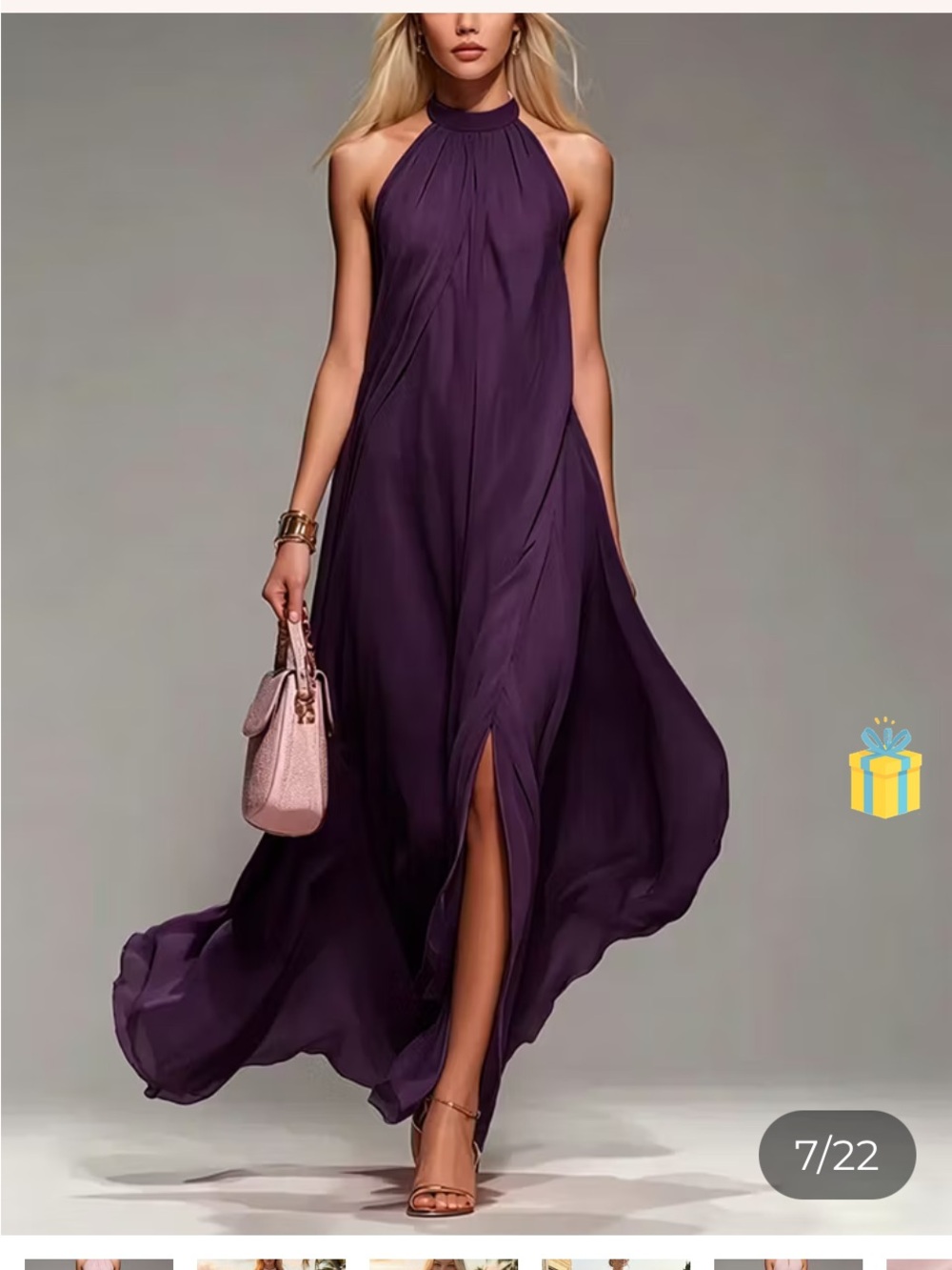 Halter Neck Maxi Dress in Deep Purple